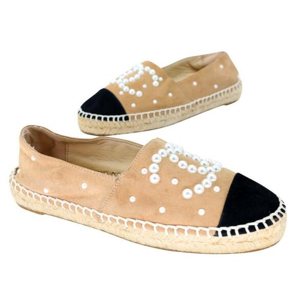 COPY - Chanel Espadrille 36 Suede Mother of Pearl CC Flats CC-S0207P-C043 - Picture 2 of 11
